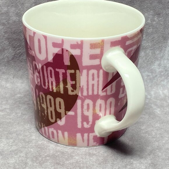 Starbucks 2006 Coffee Mug Pink Product Guatemala 1989-1999 Design Holds 16oz - Picture 8 of 10